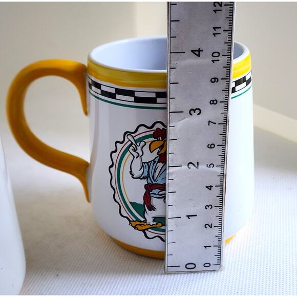 MUGS/CUPS-Foghorn Leghorn-Warner Brothers-White/Blue/Yellow-Set of 2-Holds 8 oz - Picture 9 of 10